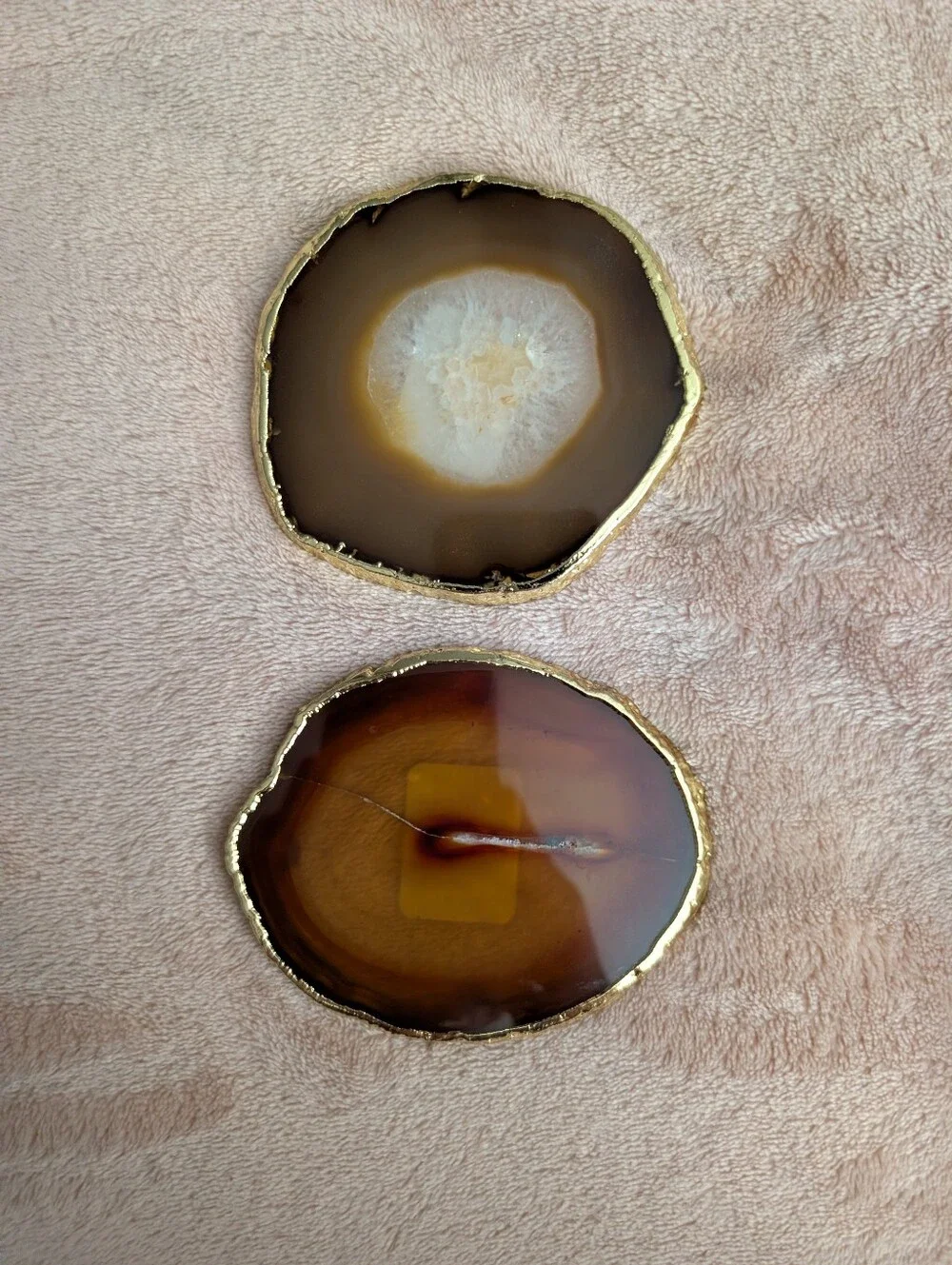 Agate Stone Coasters with‎ Gold Trim - Brown & Cream - Williams Sonoma